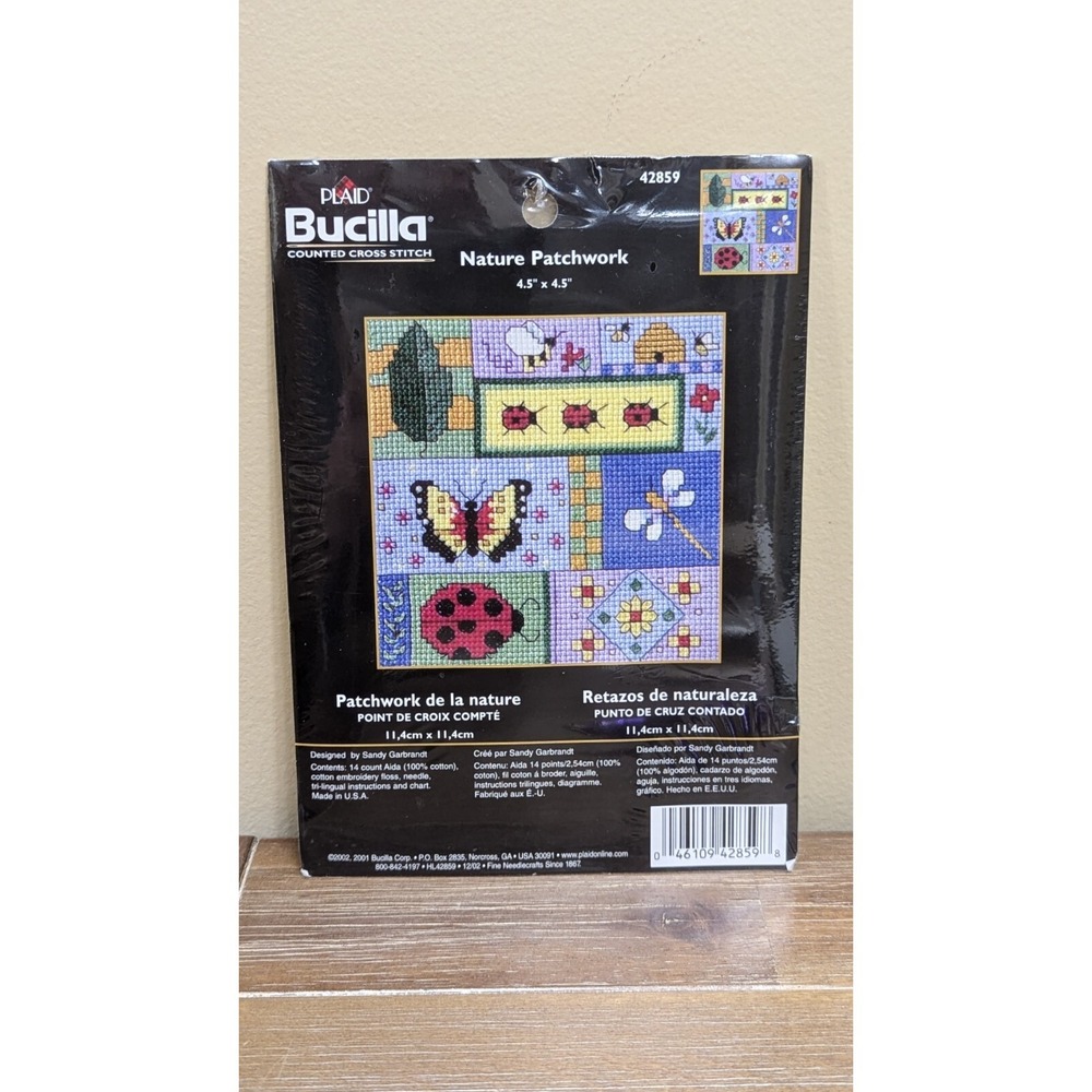 Bucilla Counted Cross Stitch Kit Nature Patchwork 4.5" #42859 Insects Ladybug